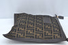 Authentic FENDI Vintage Zucca Clutch Hand Bag Purse Nylon Leather Brown 4285J