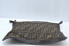 Authentic FENDI Vintage Zucca Clutch Hand Bag Purse Nylon Leather Brown 4285J