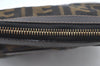 Authentic FENDI Vintage Zucca Clutch Hand Bag Purse Nylon Leather Brown 4285J