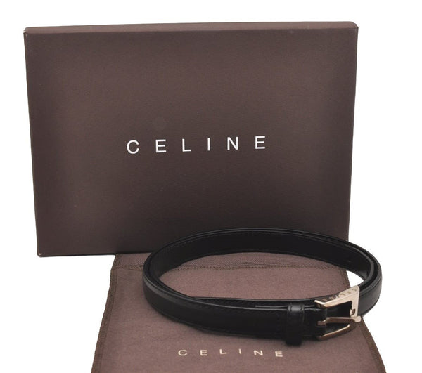 Authentic CELINE Vintage Belt Leather Size M 28.7-32.7inches Black Box 4286J