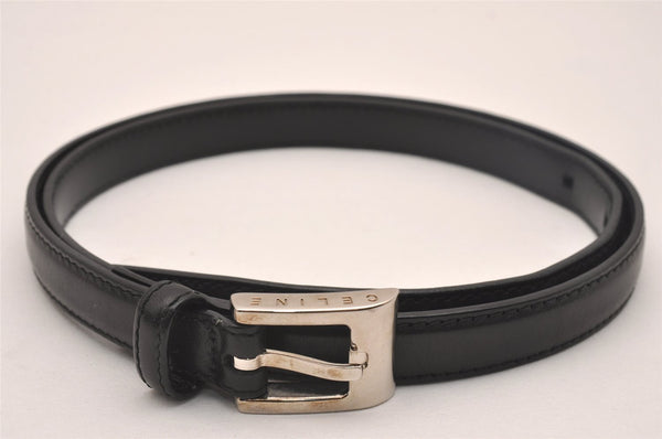 Authentic CELINE Vintage Belt Leather Size M 28.7-32.7inches Black Box 4286J