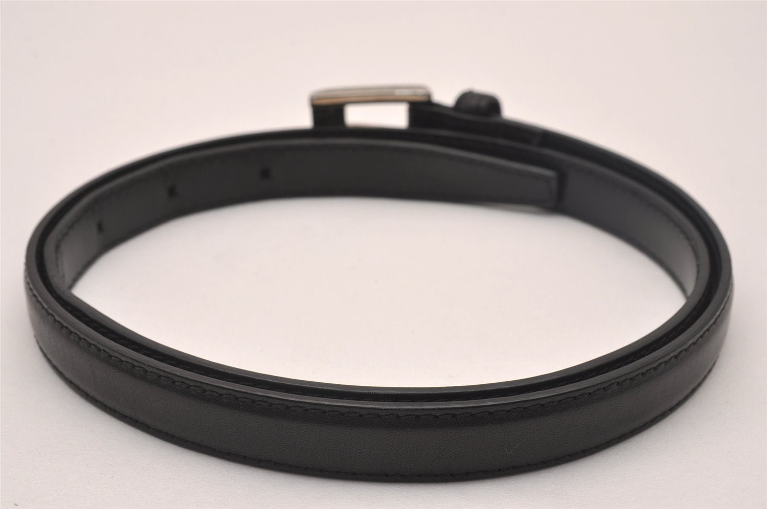 Authentic CELINE Vintage Belt Leather Size M 28.7-32.7inches Black Box 4286J