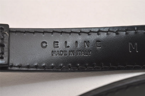 Authentic CELINE Vintage Belt Leather Size M 28.7-32.7inches Black Box 4286J