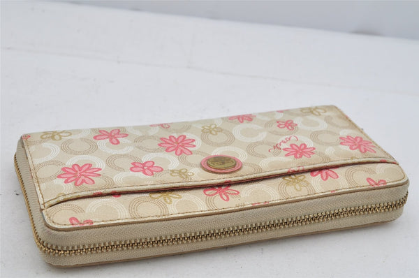 Authentic COACH Madison Dotted Op Art Long Wallet Purse PVC Leather Beige 4288J