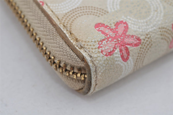 Authentic COACH Madison Dotted Op Art Long Wallet Purse PVC Leather Beige 4288J