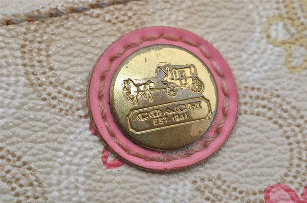 Authentic COACH Madison Dotted Op Art Long Wallet Purse PVC Leather Beige 4288J