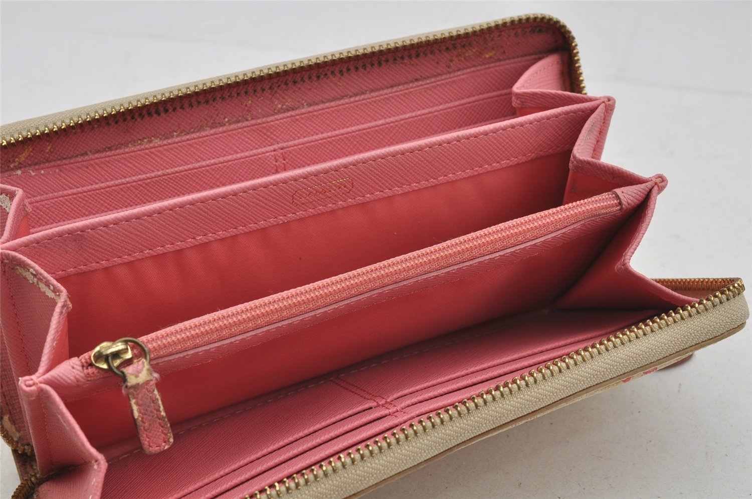 Authentic COACH Madison Dotted Op Art Long Wallet Purse PVC Leather Beige 4288J