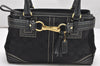 Authentic COACH Signature Shoulder Hand Bag Canvas Leather 10507 Black 4288K