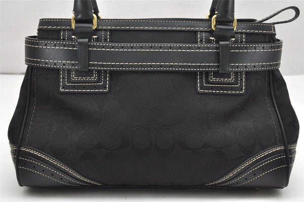 Authentic COACH Signature Shoulder Hand Bag Canvas Leather 10507 Black 4288K