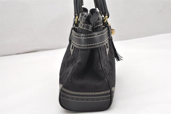 Authentic COACH Signature Shoulder Hand Bag Canvas Leather 10507 Black 4288K