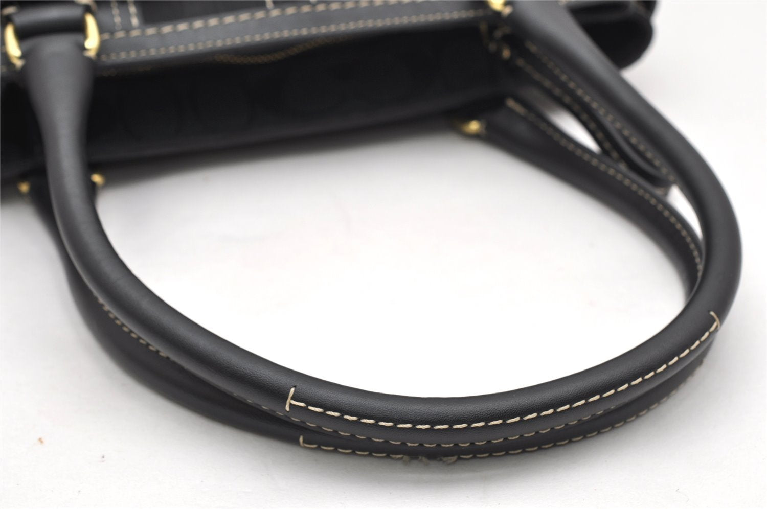 Authentic COACH Signature Shoulder Hand Bag Canvas Leather 10507 Black 4288K