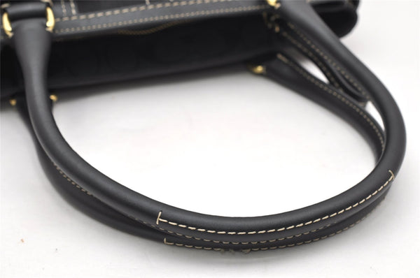 Authentic COACH Signature Shoulder Hand Bag Canvas Leather 10507 Black 4288K