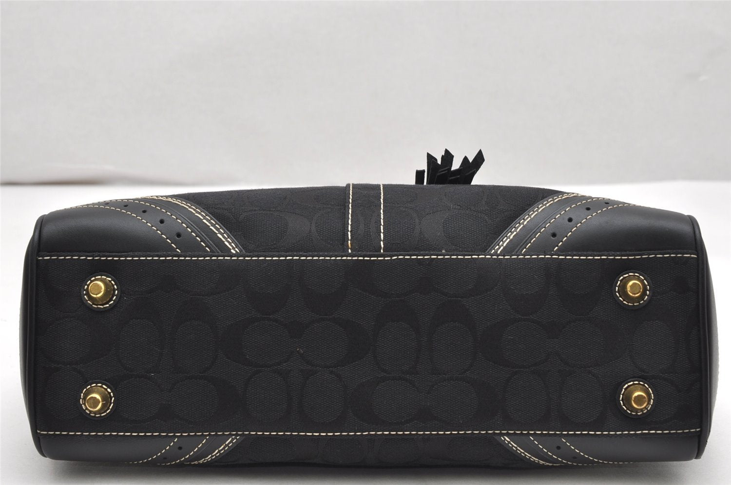 Authentic COACH Signature Shoulder Hand Bag Canvas Leather 10507 Black 4288K