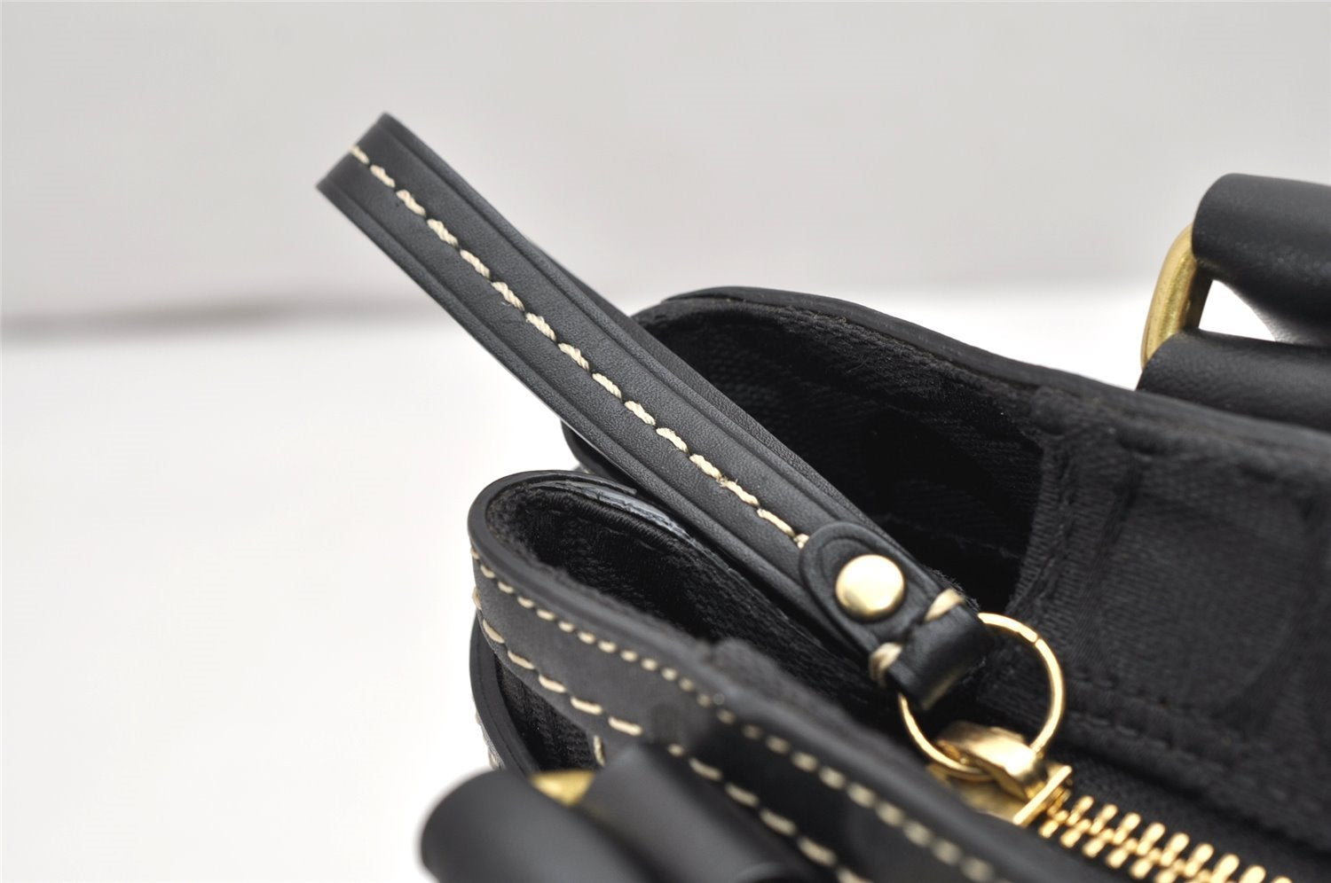 Authentic COACH Signature Shoulder Hand Bag Canvas Leather 10507 Black 4288K