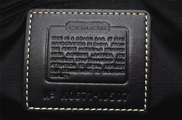 Authentic COACH Signature Shoulder Hand Bag Canvas Leather 10507 Black 4288K