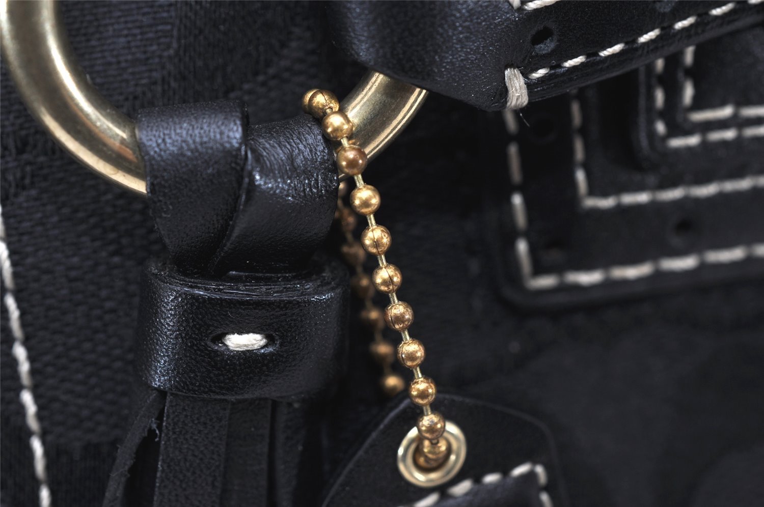 Authentic COACH Signature Shoulder Hand Bag Canvas Leather 10507 Black 4288K
