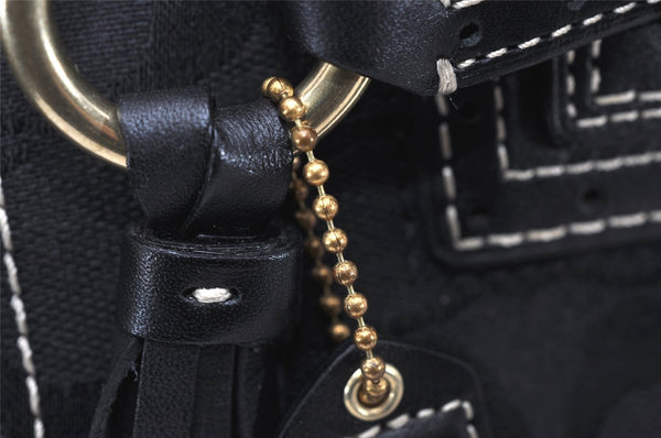 Authentic COACH Signature Shoulder Hand Bag Canvas Leather 10507 Black 4288K