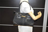 Authentic COACH Signature Shoulder Hand Bag Canvas Leather 10507 Black 4288K