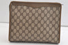 Authentic GUCCI Vintage Clutch Hand Bag Purse GG PVC Leather Brown 4290K