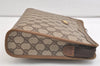 Authentic GUCCI Vintage Clutch Hand Bag Purse GG PVC Leather Brown 4290K