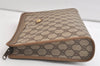 Authentic GUCCI Vintage Clutch Hand Bag Purse GG PVC Leather Brown 4290K