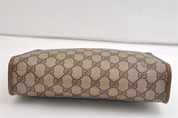 Authentic GUCCI Vintage Clutch Hand Bag Purse GG PVC Leather Brown 4290K