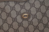 Authentic GUCCI Vintage Clutch Hand Bag Purse GG PVC Leather Brown 4290K