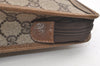 Authentic GUCCI Vintage Clutch Hand Bag Purse GG PVC Leather Brown 4290K