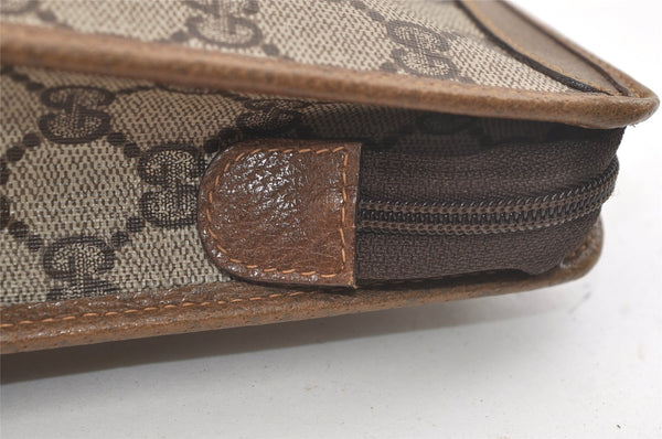 Authentic GUCCI Vintage Clutch Hand Bag Purse GG PVC Leather Brown 4290K
