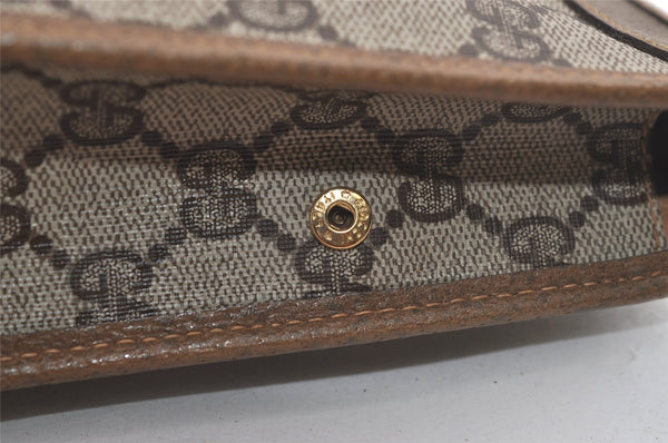 Authentic GUCCI Vintage Clutch Hand Bag Purse GG PVC Leather Brown 4290K