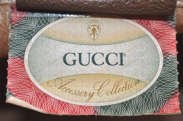 Authentic GUCCI Vintage Clutch Hand Bag Purse GG PVC Leather Brown 4290K