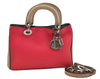 Authentic Christian Dior Diorissimo 2Way Hand Bag Purse Leather Pink Beige 4291J