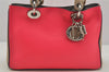 Authentic Christian Dior Diorissimo 2Way Hand Bag Purse Leather Pink Beige 4291J
