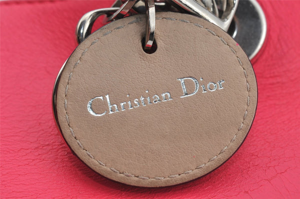 Authentic Christian Dior Diorissimo 2Way Hand Bag Purse Leather Pink Beige 4291J