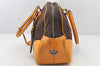 Authentic PRADA Canvas Leather Shoulder Hand Bag Brown Yellow 4296K