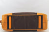 Authentic PRADA Canvas Leather Shoulder Hand Bag Brown Yellow 4296K