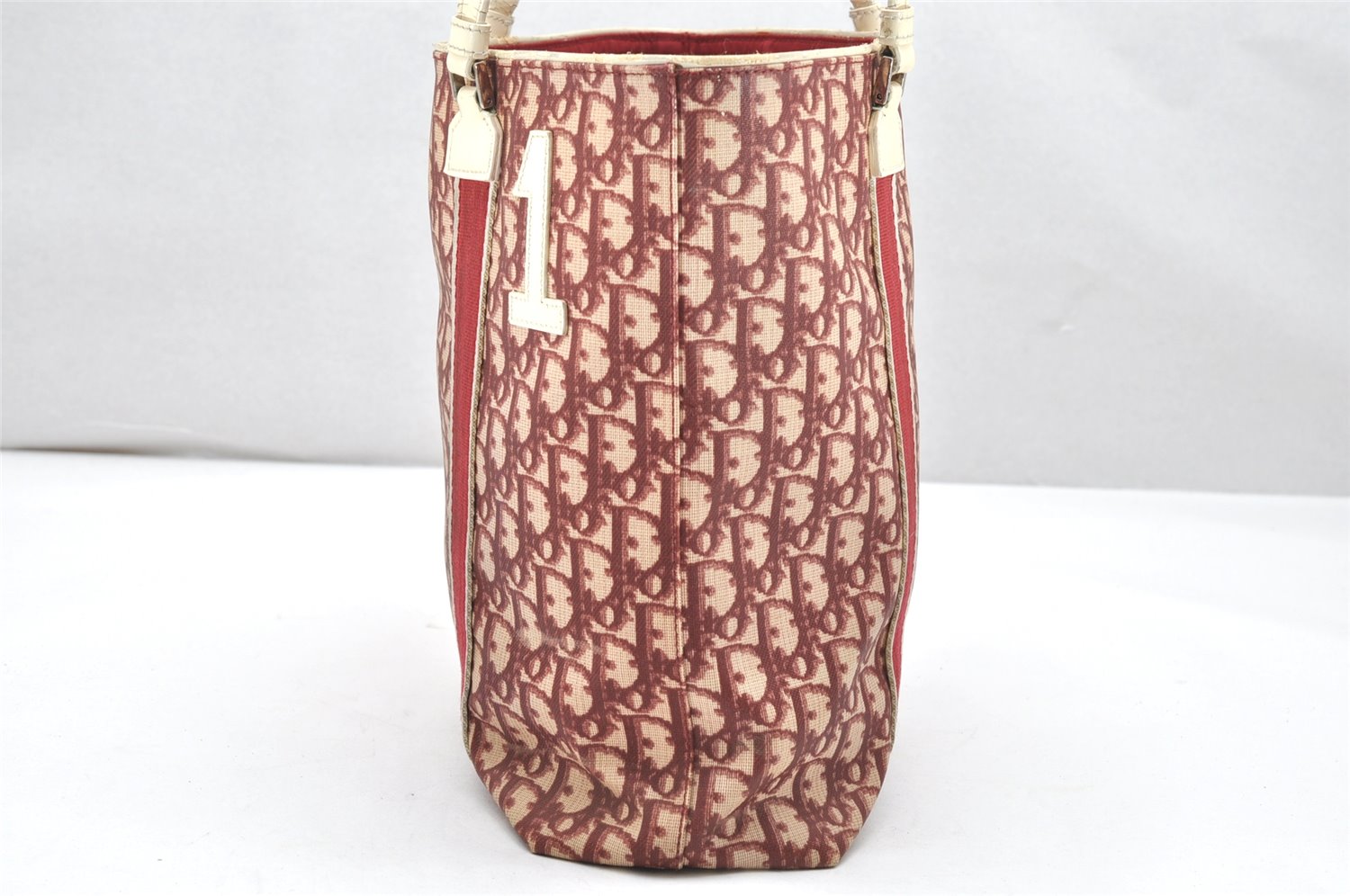 Authentic Christian Dior Trotter No.1 Shoulder Tote Bag PVC Enamel Red 4297K