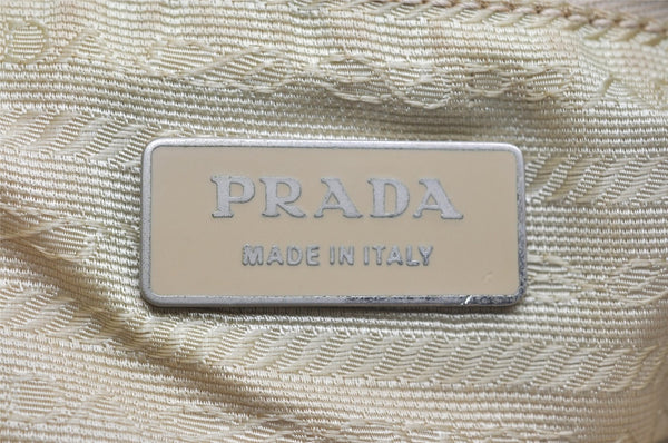 Authentic PRADA Vintage Canvas Leather Shoulder Tote Bag Beige 4298J