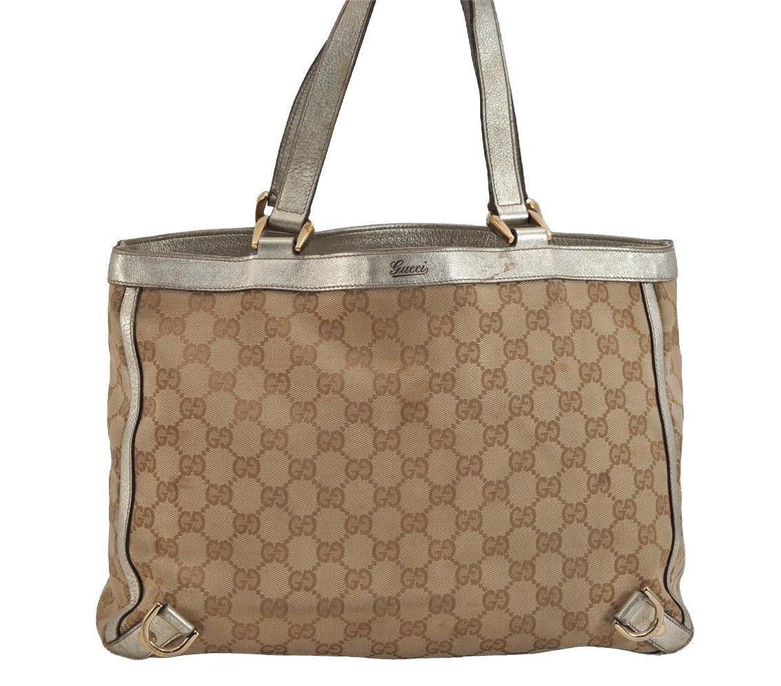 Authentic GUCCI Abbey Shoulder Hand Bag GG Canvas Leather 170004 Brown 4299J