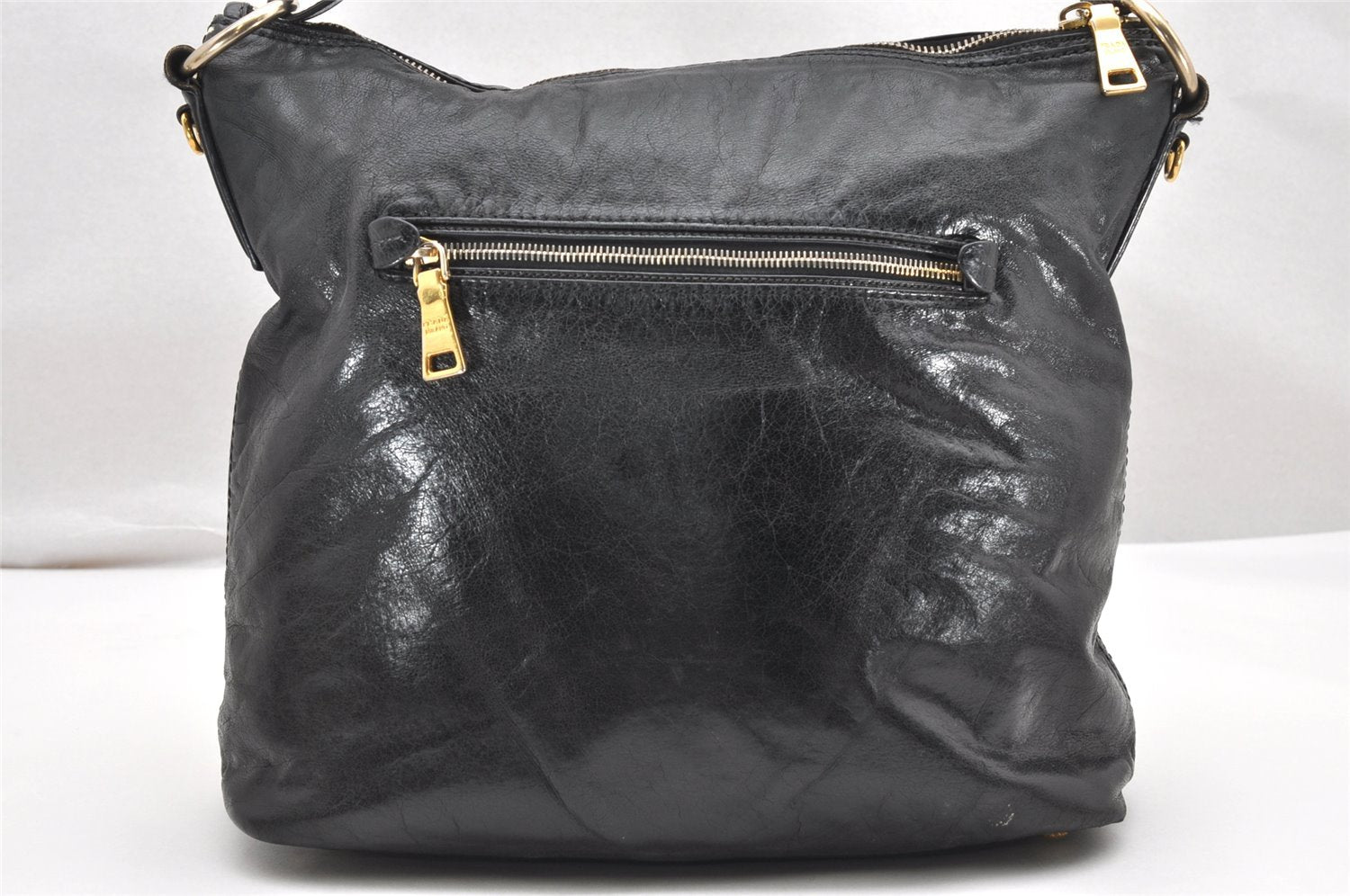 Authentic PRADA Vintage Leather Shoulder Hand Bag Black 4300K