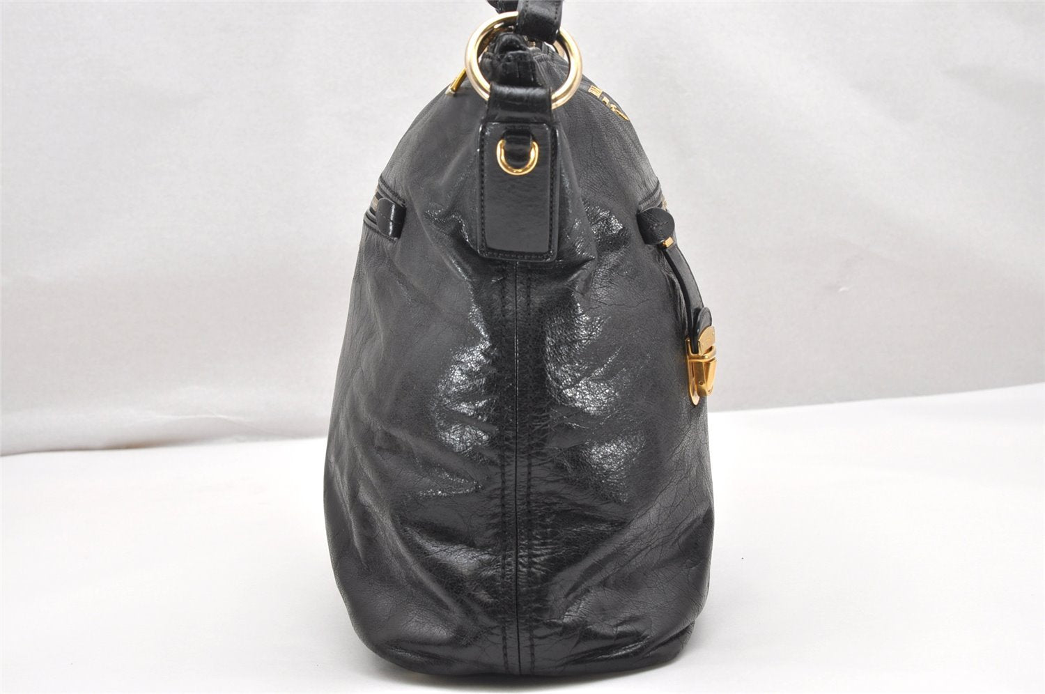 Authentic PRADA Vintage Leather Shoulder Hand Bag Black 4300K