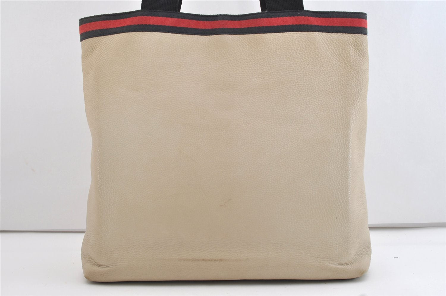 Authentic GUCCI Vintage Sherry Line Hand Tote Bag Leather 281899 White 4302J