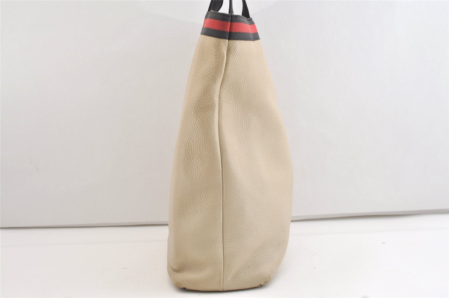 Authentic GUCCI Vintage Sherry Line Hand Tote Bag Leather 281899 White 4302J