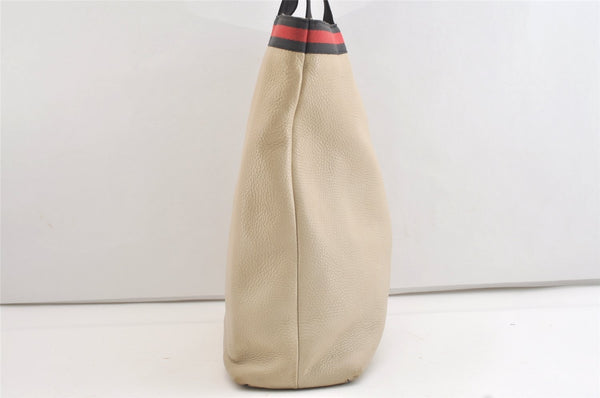 Authentic GUCCI Vintage Sherry Line Hand Tote Bag Leather 281899 White 4302J