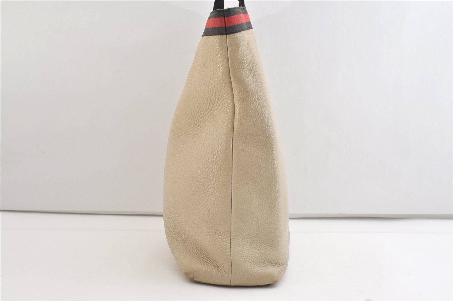 Authentic GUCCI Vintage Sherry Line Hand Tote Bag Leather 281899 White 4302J