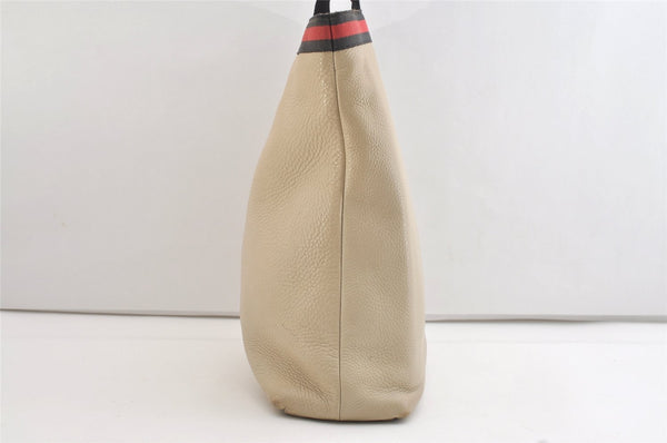 Authentic GUCCI Vintage Sherry Line Hand Tote Bag Leather 281899 White 4302J