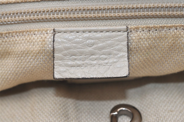 Authentic GUCCI Vintage Sherry Line Hand Tote Bag Leather 281899 White 4302J