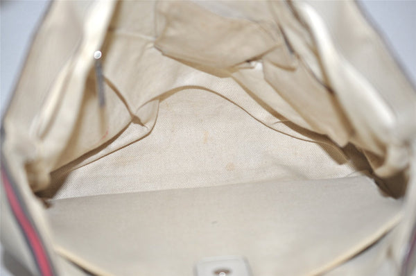 Authentic GUCCI Vintage Sherry Line Hand Tote Bag Leather 281899 White 4302J