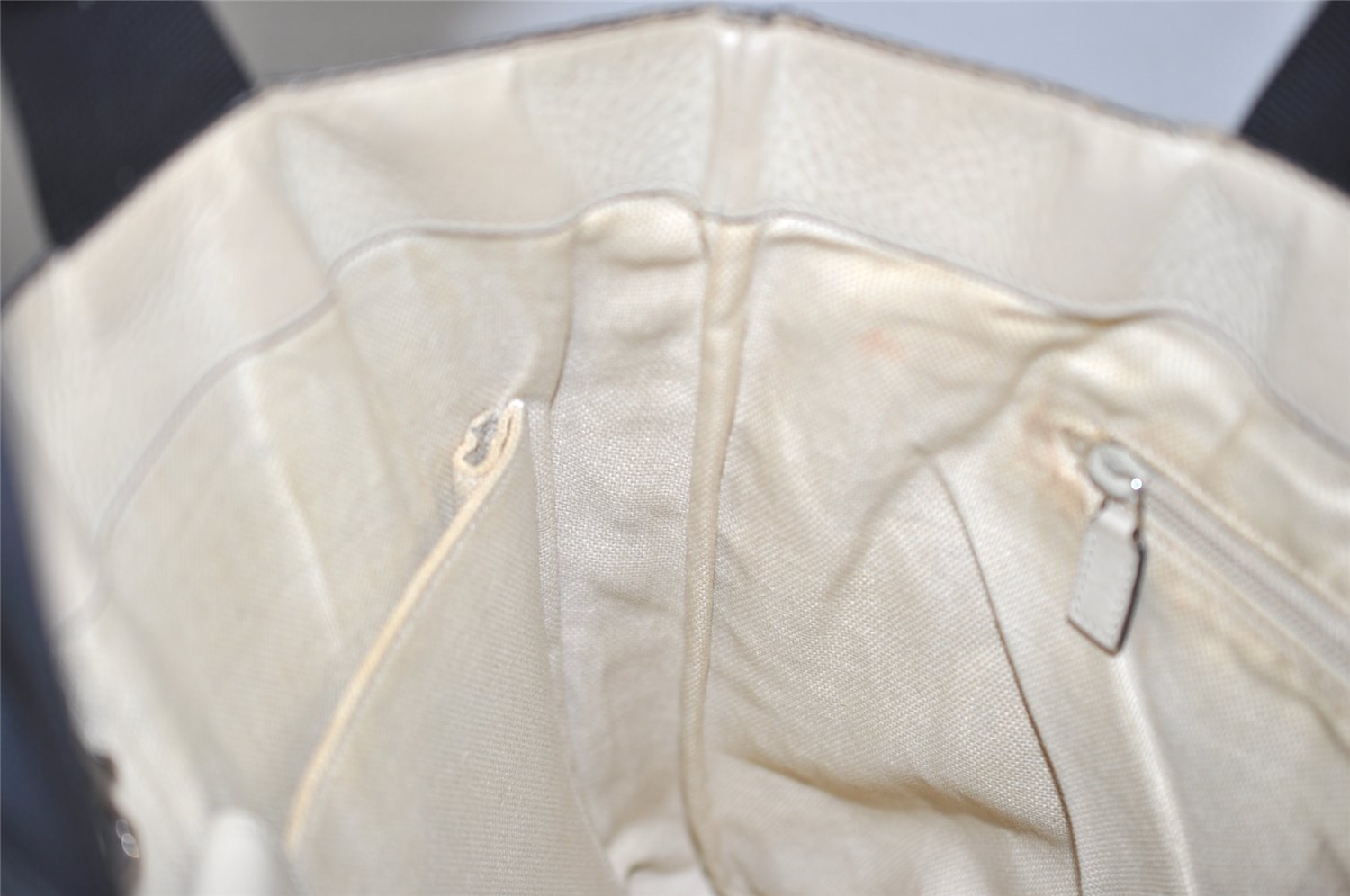 Authentic GUCCI Vintage Sherry Line Hand Tote Bag Leather 281899 White 4302J