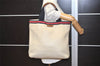 Authentic GUCCI Vintage Sherry Line Hand Tote Bag Leather 281899 White 4302J